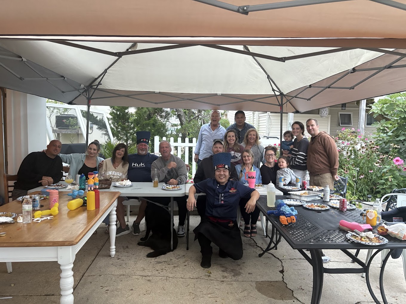 Live hibachi chef entertaining guests at a private Pearland event